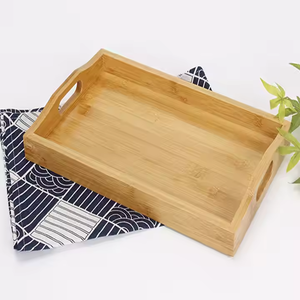 Crescent Crafts Plateau alimentaire en bois naturel avec poignées pour cuisine dîner en gros accessoire de cuisine durable - Product Image 3