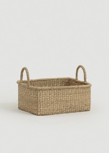 Rectangular Seagrass <b>Storage</b> Basket with Handles for <b>Closet</b> or Bathroom <b>Organization</b>-Magazine Bin for Towels and <b>Other</b> Items - Product Image 5