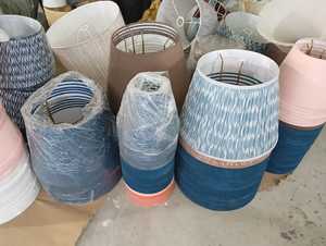 โคมไฟในร่มแบบทันสมัยที่คลุมโคมไฟผ้าคอตตอนพิมพ์ลายสีเหลืองทำด้วยมือโคมไฟทรงสูงแบบเลื่อนได้ - Product Image 5