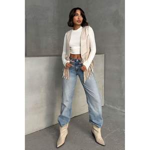 Chaleco y Chaqueta sin Mangas para Mujer Topshow, Diseño con Borlas de Piedras, Producto al por Mayor - Product Image 5