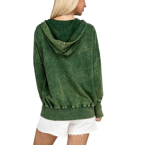 OEM Wholesale 300 GSM <b>Aesthetic</b> Customized Acid Wash Hoodie with Own <b>Logo</b> Oversized Anti-pilling breathable hoodies for woman - Product Image 2