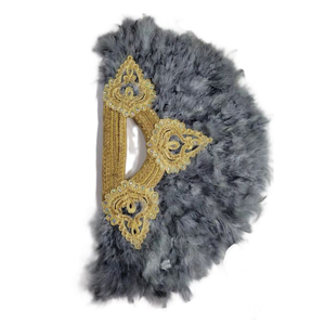 Éventail en plumes de polyester et de modal bleu élégant fait à la main pour les femmes décoration de broderie légère et durable pour la décoration de fête de mariage - Product Image 5