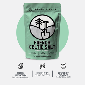 ORGANIC FIELDS Sal Blanca Celta Francesa 200g, Sal de Mesa Comestible Sin Refinar, Cloruro de Sodio, Empaquetada en Bolsa a Granel, MeSTI Sijil Organik - Product Image 2