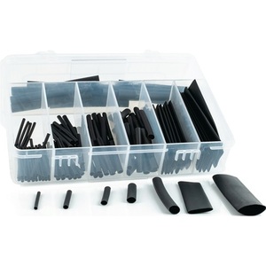Assortiment de gaines thermorétractables noires H-2(Z) de 127 pièces, rapport de rétraction 2:1, isolation Hongshang - Product Image 1