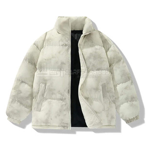 Vente en gros Manteau d'hiver pour hommes Veste d'extérieur bouffante de couleur unie avec capuche Logo personnalisé Style décontracté Fermeture à glissière Motif teint - Product Image 6