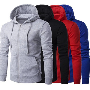 Sudadera con Capucha y Cremallera para Hombre, Corte Ajustado, Color Sólido, Informal, de Punto, de Algodón, para Otoño, Largo Regular - Product Image 2