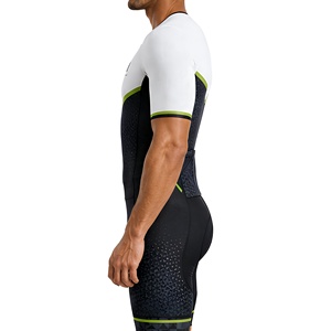 Combinaison de cyclisme à prix de gros, blanche et noire, à fermeture éclair intégrale, manches courtes, aérodynamique, compression, uniforme de cyclisme, tenue de triathlon - Product Image 5