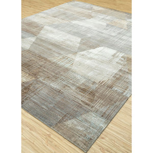 พรมขนสัตว์ผสมไหมไผ่ถักมือสีน้ำตาลเบจ รุ่น Unstring Srb(730) สำหรับบ้าน ลายเรขาคณิต รูปทรงสี่เหลี่ยมผืนผ้า สำหรับห้องนั่งเล่นและทางเดิน - Product Image 2