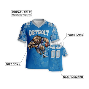 Maillots de football américain à col en V personnalisés Miami kit de pinces unisexe vente en gros de maillot de football américain imprimé par sublimation en polyester - Product Image 5