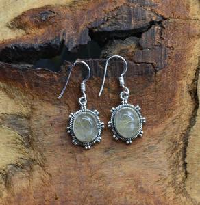 Boucles d'oreilles en argent Sterling 925 de Style Boho pour femmes avec des bijoux faits à la main en pierres précieuses dorées pour cadeau tendance de fête - Product Image 3