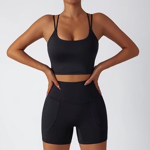 <b>Women</b> Active Wear Sports Bra and <b>Short</b> Set Gym Workout Fitness Exercises <b>Yoga</b> Top Comfort Stretch Bras and <b>Shorts</b> Set - Product Image 3