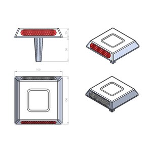 Borne de signalisation routière en aluminium 10x10x2 cm avec tige rotative et lumière clignotante - Product Image 6
