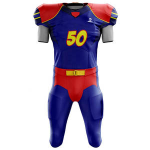 Uniforme de football américain à manches courtes, taille plus, respirant et personnalisable, avec nom et numéro imprimés, tissu 100% polyester - Product Image 1