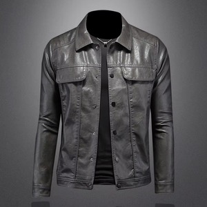 Abrigo de Cuero y Lana para Hombre, Estilo Universitario, Solapa, Color Sólido, Elegante, Delgado, Cortavientos, Nuevo para Otoño e Invierno - Product Image 1