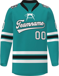 Camisetas de hockey sobre hielo sublimadas OEM, uniformes de hockey sobre hielo con logotipo personalizado, camisetas de hockey con cordones hechas a medida - Product Image 4