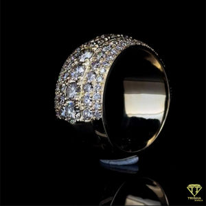 แหวนรอยัลไอซ์แบบยูนิเซ็กส์สุดหรูแหวนเพชรหลายแถวประดับเพชรมอยสซาไนต์วินเทจได้รับการรับรองสำหรับของขวัญวันเกิดหมั้น - Product Image 4