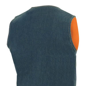 Gilet en jean pour hommes adultes coupe régulière sans manches bouton unique respirant Compression coton fait Denim gilet pour garçons - Product Image 4