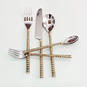 Ensemble de 4 couverts en acier inoxydable poli miroir, parfait pour ustensiles de cuisine, couverts de table, design simple - Product Image 5