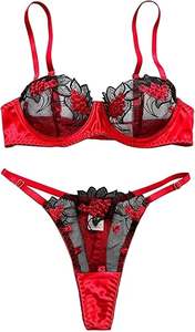 Lencería Sexy para Mujer, Conjunto de 3 Piezas con Bralette de Encaje, Minifalda y Tanga, Lencería sin Entrepierna - Product Image 5