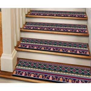 พรมขนสัตว์พิมพ์ลายชนเผ่า ดีไซน์แบบดั้งเดิม เป็นมิตรกับสิ่งแวดล้อม ตกแต่งบันได ด้านหลังทำจากยางลาเท็กซ์ - Product Image 1