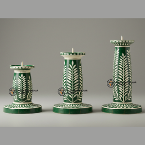 Indian Supplier Offers Handmade <b>Green</b> Bone Inlay Christmas <b>Candle</b> Stand Set Floral Pattern Decorative Candlestick - Product Image 1
