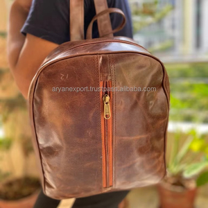 Unisexe En Cuir Vintage Sac À Dos À La Main Sac de Collège - Product Image 4