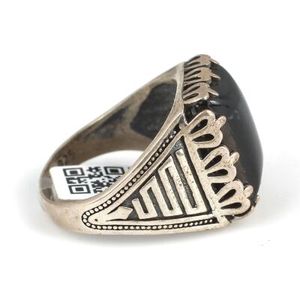 Bague pour homme en argent sterling 925 avec pierre d'onyx naturelle, motif géométrique rectangulaire, style hip-hop, à porter tous les jours, bijoux fins - Product Image 3