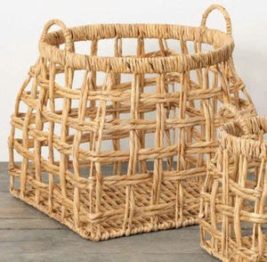 Set of 2 Unique Rattan Storage <b>Baskets</b> with <b>Square</b> Bottom - Product Image 5