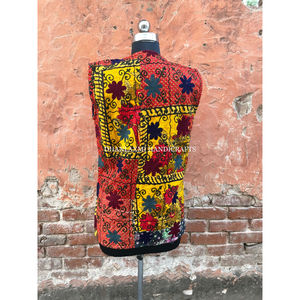 Abrigo Indio de Algodón 100% Premium para Mujer, Chaqueta Bohemia de Verano, Bordado a Mano, Estampado Floral Multicolor Exterior, Estilo Vintage - Product Image 6