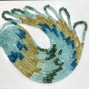 Perles de pierres précieuses multicolores Multi Apatite Plain Rondelle Shape Wholesale Beads Supplies - Product Image 1