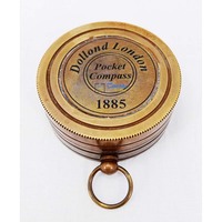 Boussole solaire antique en laiton doré Tanishka Exports, en métal, avec boîte en cuir, souvenir européen fait main