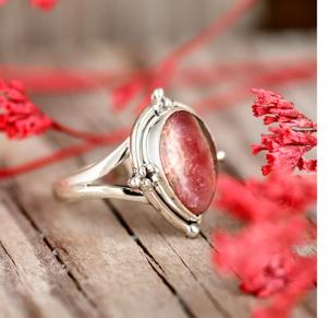 Anillo de piedras preciosas Bohemias de plata esterlina para mujer con piedra de Rodocrosita Natural joyería de regalo de alta calidad - Product Image 5