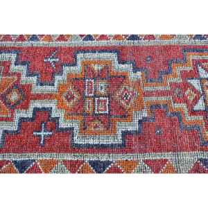 พรมวินเทจ, พรมวิ่งขนาด 2.8x9.7 ฟุต, พรมขนสัตว์สีแดงสไตล์ตะวันตกเฉียงใต้แบบตุรกี - Product Image 5