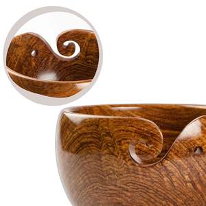 Cuenco de hilo hecho a mano, cuenco de tejer de palisandro para ganchillo, enrollador de hilo y soporte de accesorios de gancho, cuenco grande de almacenamiento de hilo - Product Image 3
