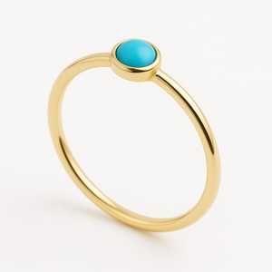 Custom Fashion 14K Gold <b>Ring</b> with Turquoise Gemstone Rhodium Plated and Bezel <b>Set</b> New Design <b>for</b> <b>Women's</b> Wedding or Daily Use - Product Image 3