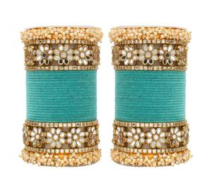 Bridal Velvet Bangles with Golden Work Bangle for Women Delicate Cuff Bangle Bracelet <b>Jewelry</b> at Wholesale Rate - Product Image 1