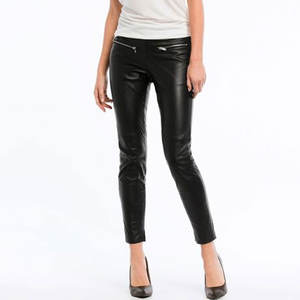 Nueva moda elegante Ecológico Mujeres Pantalones de cuero Precio al por mayor Mujeres PU Pantalones de cuero para el invierno - Product Image 4