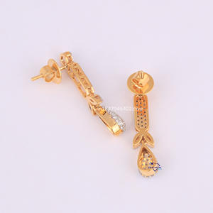 Joyería clásica de diseño personalizado, pendiente de gota de diamante helado de corte redondo de oro amarillo de 14 quilates para mujer - Product Image 5