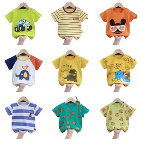 Camiseta de cuello redondo, transpirable, cómoda, absorbente de sudor, algodón de dibujos animados para niños, ropa de verano para niños de 1 a 7 años - Product Image 4