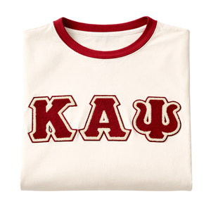 T-shirt Kappa Alpha Psi Kream-Premium en chenille avec lettres brodées, coupe standard, en coton de qualité supérieure, vêtement de fraternité grecque - Product Image 6