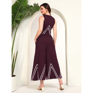 Deebaco Women's 2 Piece <b>Knitted</b> <b>Set</b> V-Neck Sleeveless Geometric Waistcoat and Ankle Length Pant Casual Spring Summer Co-Ord <b>Set</b> - Product Image 4