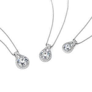 Collier pendentif halo en forme de larme en moissanite Temperament 1.00 CT VVS, boîte tendance, véritable argent 925, bijoux de mariage et de fiançailles pour femmes - Product Image 6