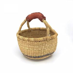 Panier de marché en paille tressée à la main de grande qualité paniers de bolga en jonc de mer faits à la main accessoire de rangement - Product Image 5