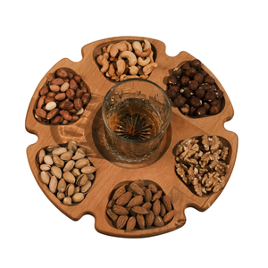 Bandeja de madera con múltiples compartimentos para decoración del hogar, respetuosa con el medio ambiente, hecha a mano, cuenco giratorio para nueces, bandeja para servir para catering, uso en bodas - Product Image 1