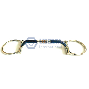 Western D Dee Ring Snaffle Bleu Doux Fer Cuivre Incrustation Rouleau Cheval Bit Outil Équestre Liberta International - Product Image 1