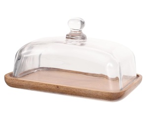 Acacia Desierto redondo Soporte para pastel de boda Estilo Ins Suministros de madera Cúpula Cubierta de vidrio Hogar Cocina Donuts Postres Decoración - Product Image 1
