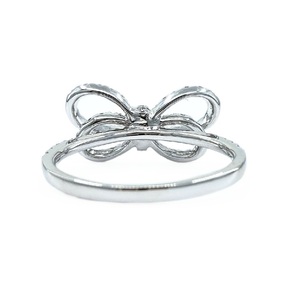 Vente directe usine – Bague fine en or blanc massif 18 carats avec diamants naturels, motif ruban, pour femme, idéale pour mariage, fête ou anniversaire - Product Image 3