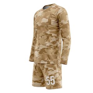 Uniforme de Fútbol Sublimado Personalizado con Camuflaje Desértico, 100% Poliéster, Conjunto de Camiseta de Manga Larga y Pantalones Cortos, Ropa Deportiva Transpirable para Hombre - Product Image 3