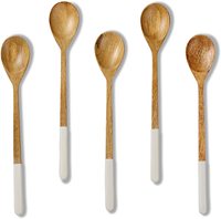 Cucharas de madera para comer, juego de cuchara Natural para mezclar y agitar miel, té y Soda, 6 piezas