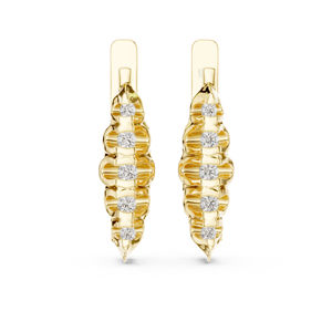 14K White Gold Everyday Wear Drop <b>Earrings</b> with Round Lab-Grown Diamonds Minimalist Luxury Certified Office Elegant <b>Fine</b> - Product Image 3